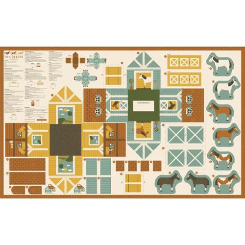 Ponderosa Natural Horse Stable Cut And Sew 36" x 60" Panel