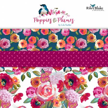 Poppies & Plumes 10in Squares-Riley Blake Fabrics-My Favorite Quilt Store
