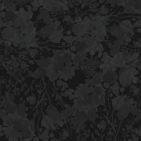Poppy Dreams Black Digital Tonal Foliage Fabric