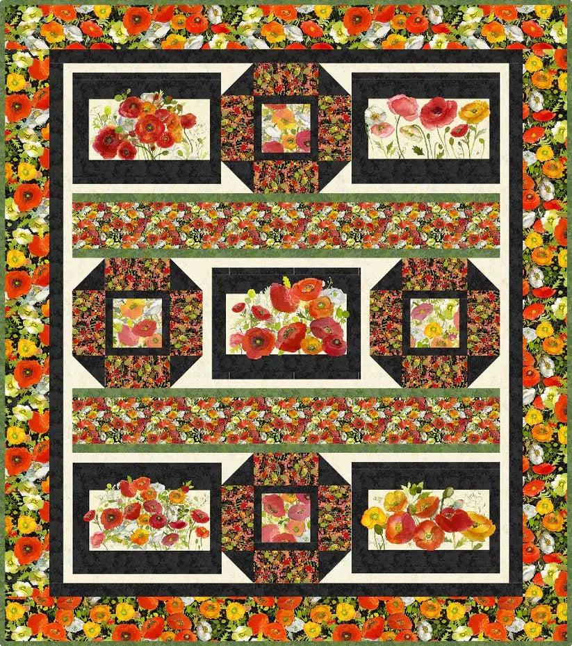 Poppy Dreams Black Remembrance Quilt Kit-Clothworks-My Favorite Quilt Store