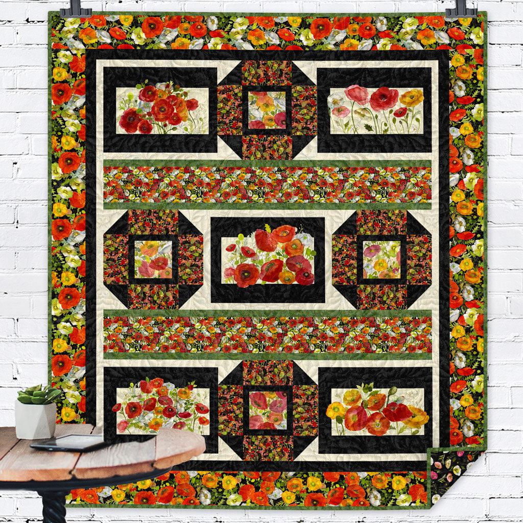 Poppy Dreams Black Remembrance Quilt Kit-Clothworks-My Favorite Quilt Store