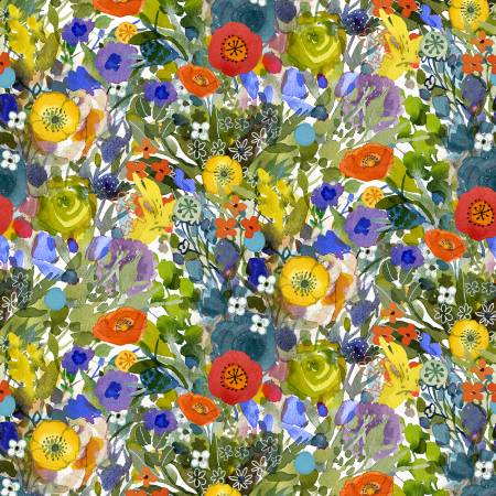 Poppy Dreams Multi Color Flower Wall Digital Fabric