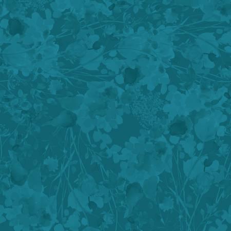 Poppy Dreams Teal Digital Tonal Foliage Fabric