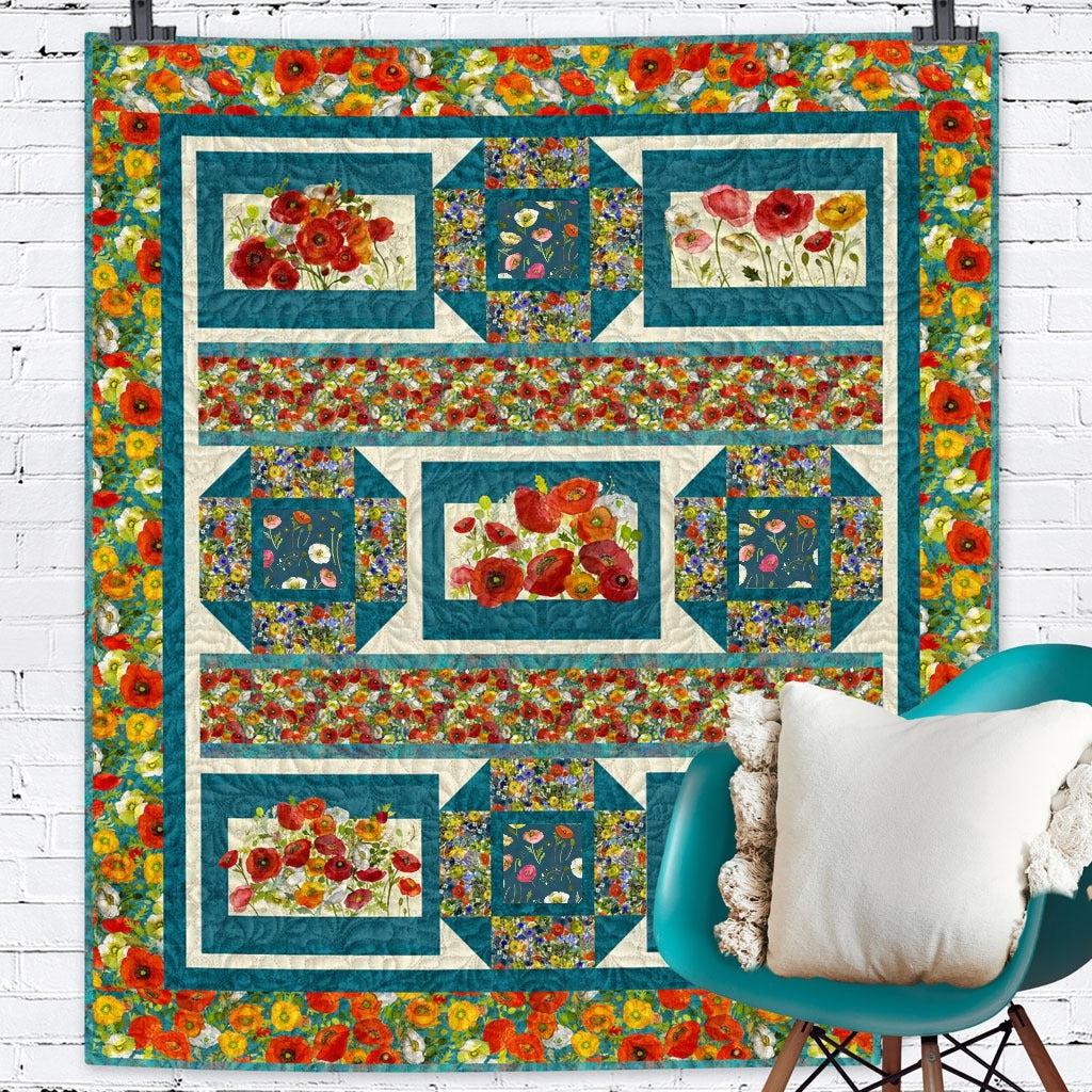 Poppy Dreams Teal Remembrance Quilt Kit