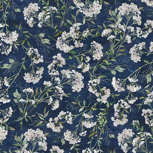 Porch View Navy Falling Floral Fabric-Hoffman Fabrics-My Favorite Quilt Store