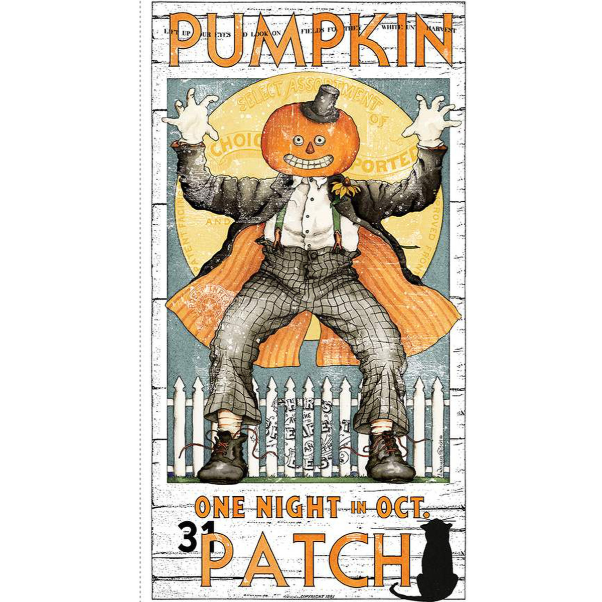 Pumpkin Patch White Main Pumpkin Poster Panel 24"-Riley Blake Fabrics-My Favorite Quilt Store