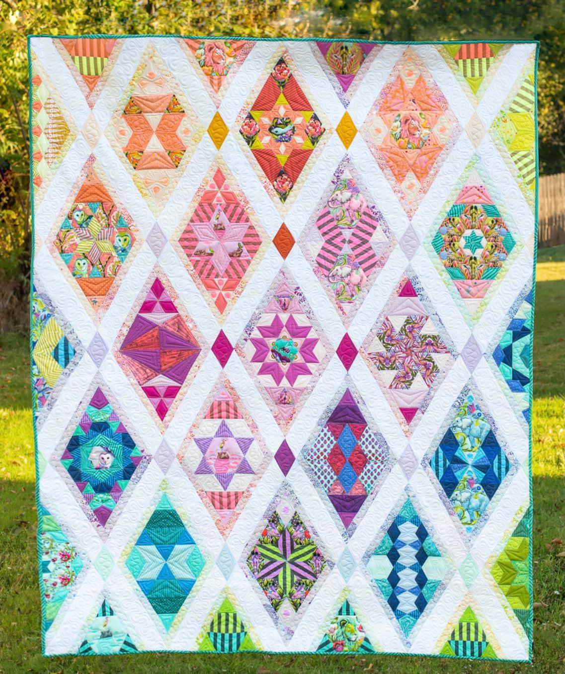 Queen of Diamonds BOM- Shipment 2 Blocks 4+5+6-Free Spirit Fabrics-My Favorite Quilt Store