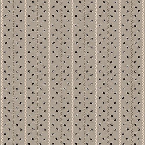 Quiet Grace Grey Sprigged Stripe Fabric