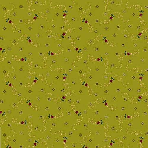 Quiet Grace Kiwi Meandering Stars Fabric-Henry Glass Fabrics-My Favorite Quilt Store