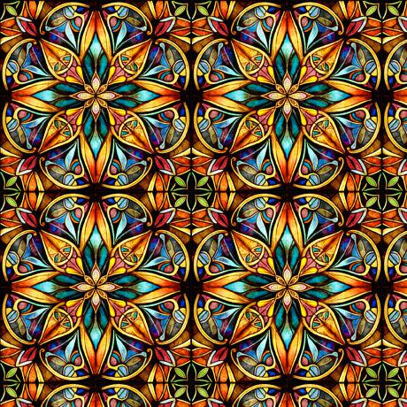 Radiant Reflections Stained Glass Allover Multi Fabric