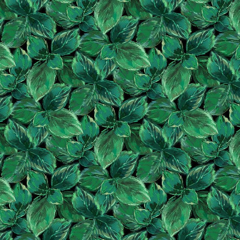 Rhapsody In Blue Green Leaves Fabric