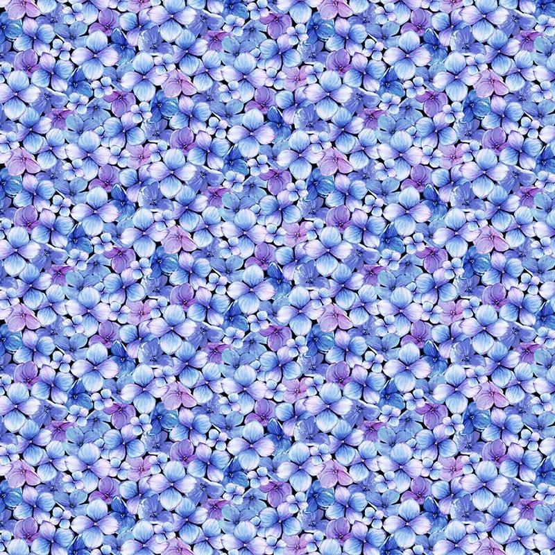 Rhapsody In Blue Multi Blue Packed Petals Fabric