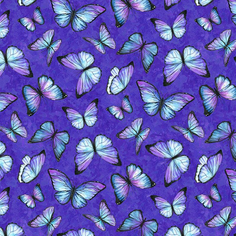 Rhapsody In Blue Purple Butterflies Fabric