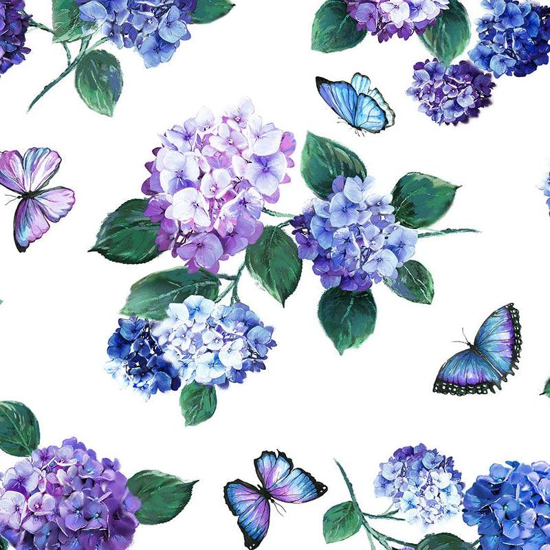 Rhapsody In Blue White Hydrangea Toss Fabric