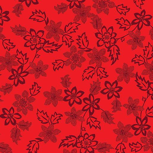Rhapsody Red Wine Dotted Blossoms Fabric – End of Bolt – 15″ × 44/45″-Benartex Fabrics-My Favorite Quilt Store
