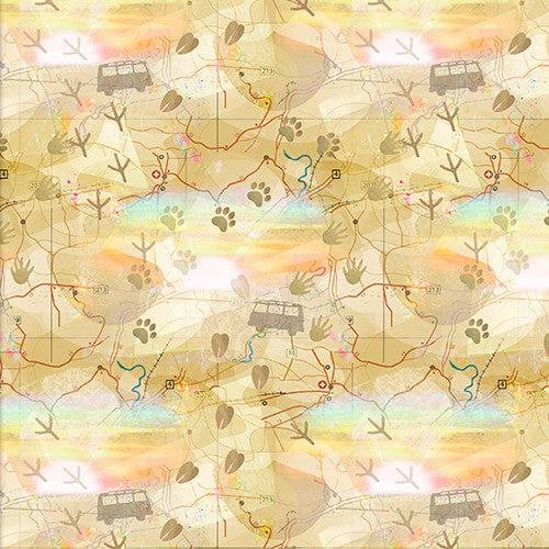 Road Trippin' Multi Exploration Map Digital Print Fabric-3 Wishes Fabric-My Favorite Quilt Store