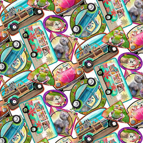 Road Trippin' White Passenger Patch Digital Print Fabric-3 Wishes Fabric-My Favorite Quilt Store
