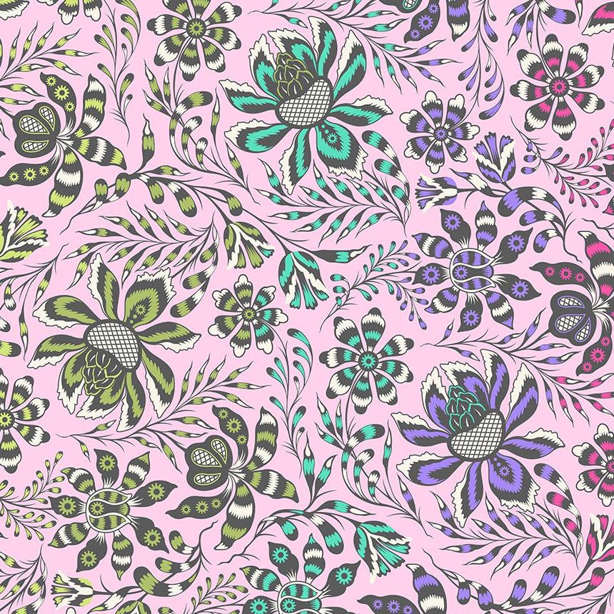 Roar! Tula Pink: Super Wild Vine Blush (108 wide back) -FreeSpirit Fabrics  Roar Pre Order (April)
