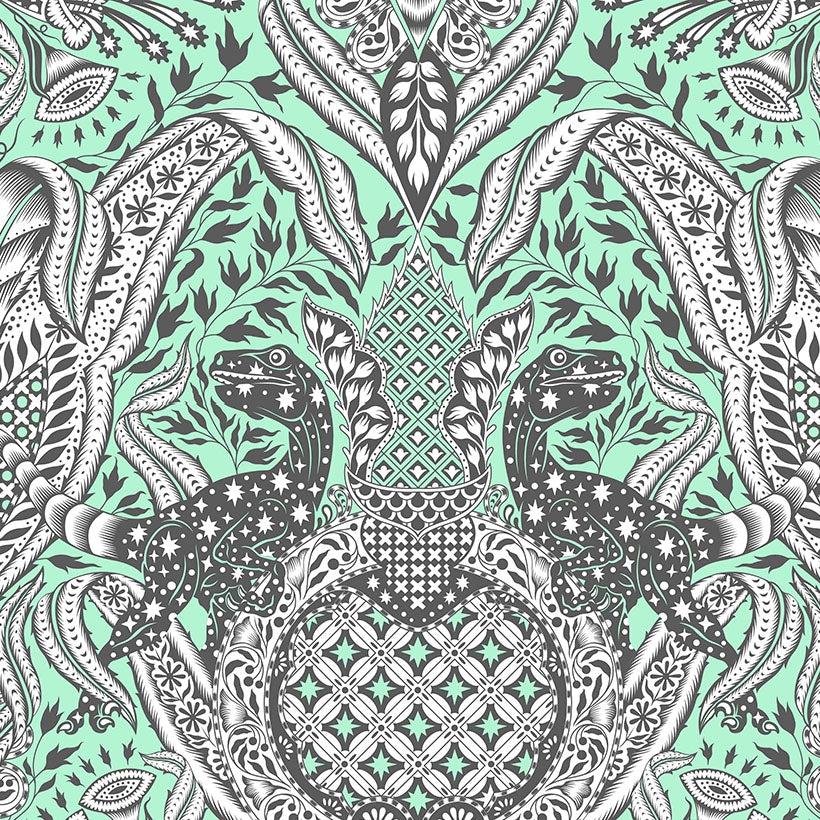 Roar! Mint Gift Rapt Fabric-Free Spirit Fabrics-My Favorite Quilt Store