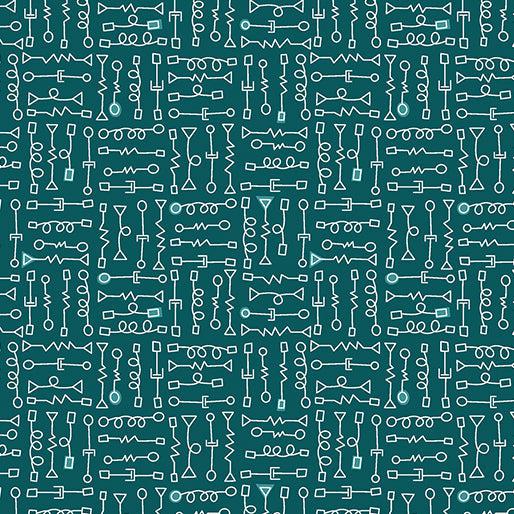 Robo Boogie Teal Robot Parts Fabric