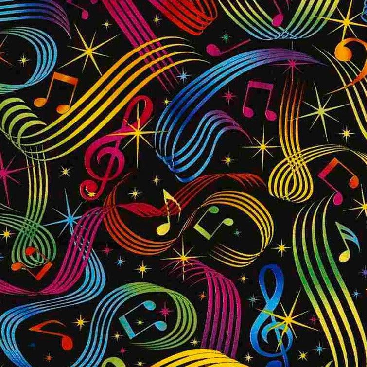 Rockstar Multi Bright Music Notes Fabric-Timeless Treasures-My Favorite Quilt Store