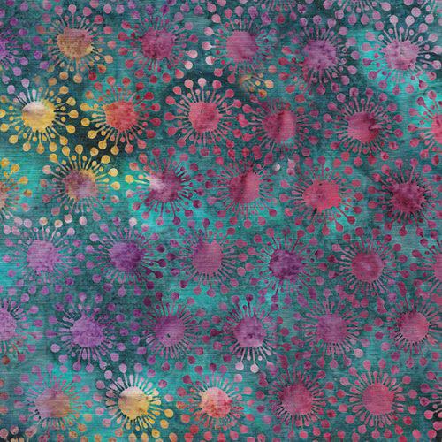 Rollin Round Teal Bermuda Circle Dots Batik Fabric-Island Batik-My Favorite Quilt Store