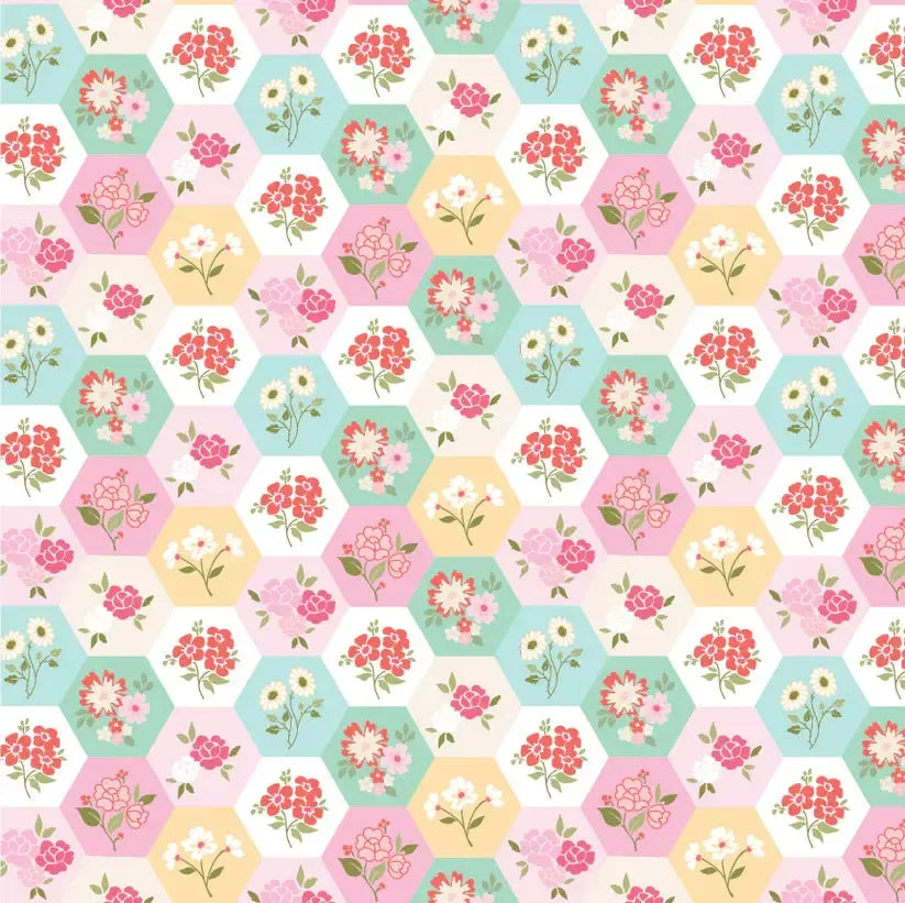 Rosy Cheeks Good Day Multi Color Hexi Fabric