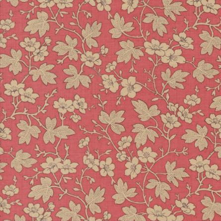 Rouenneries Trois Faded Red Mignon Florals Vine Leaf Fabric