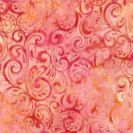 Rouge Coral Swirls Batik Fabrics-Robert Kaufman-My Favorite Quilt Store