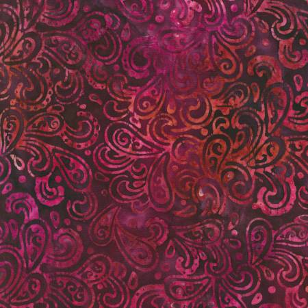 Rouge Merlot Paisleys Batik Fabrics