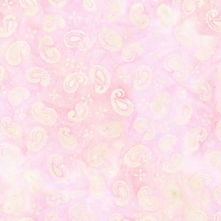 Rouge Pink Lemonade Paisleys Batik Fabrics-Robert Kaufman-My Favorite Quilt Store
