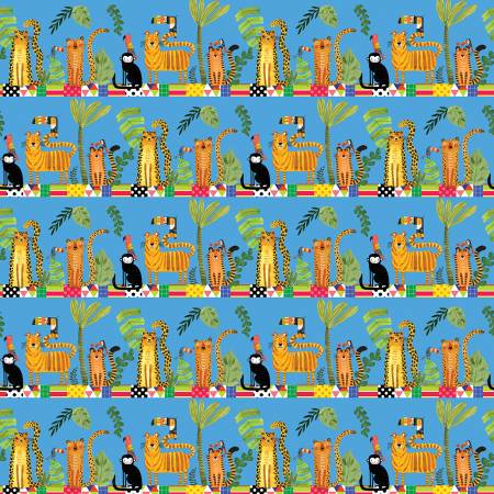 Safari Fun Blue Fun Stripe Fabric-Benartex Fabrics-My Favorite Quilt Store