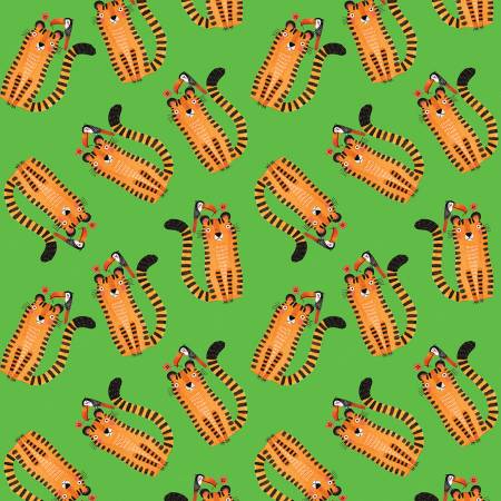 Safari Fun Green Tiger Too Fabric-Benartex Fabrics-My Favorite Quilt Store