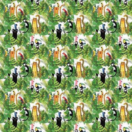 Safari Fun White Jungle Fun Fabric-Benartex Fabrics-My Favorite Quilt Store
