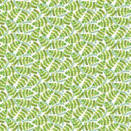 Safari Fun White Jungle Leaves Fabric