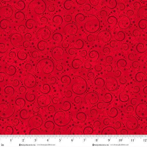 Scandinavian Holiday Red Swirls Fabric-Henry Glass Fabrics-My Favorite Quilt Store