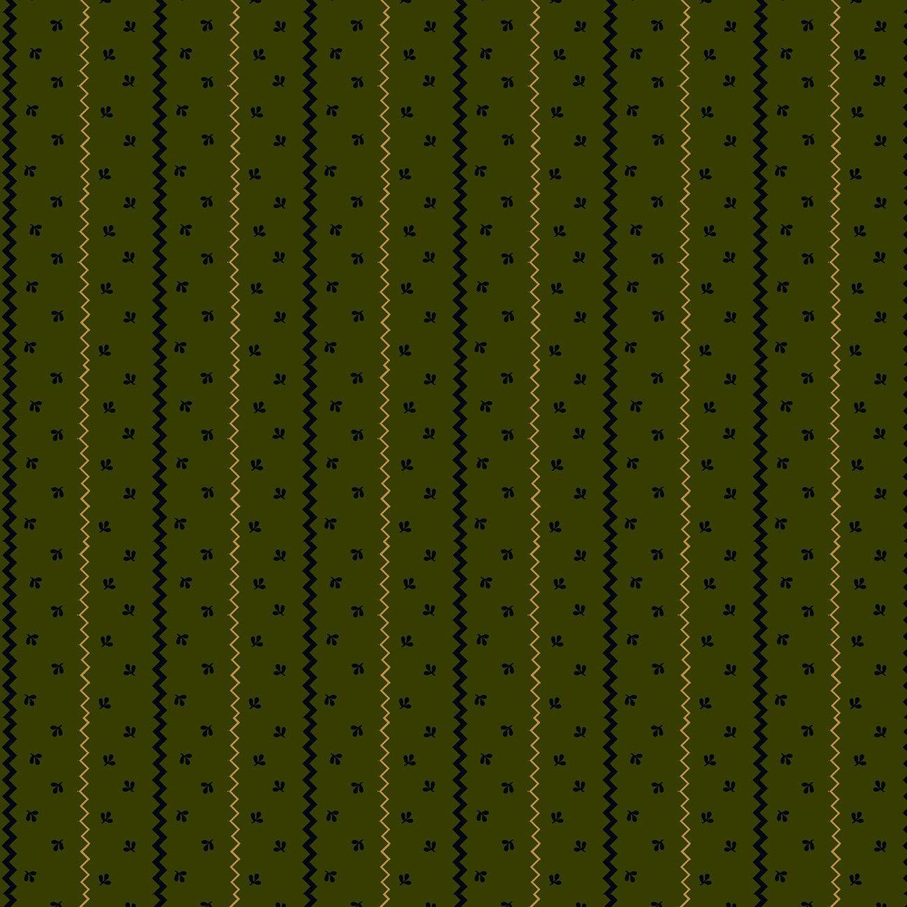 Scraps of Kindness Olive Sprigged Stripe Fabric – End of Bolt – 24″ × 44/45″