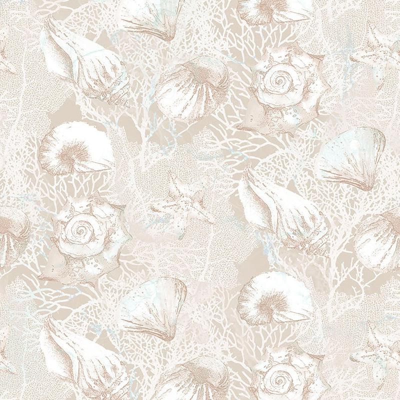 Sea Breeze Cream Shells Fabric-Northcott Fabrics-My Favorite Quilt Store