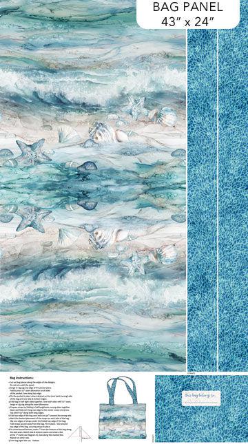 Sea Breeze Multi Seashell 24" Canvas Bag Panel-Northcott Fabrics-My Favorite Quilt Store