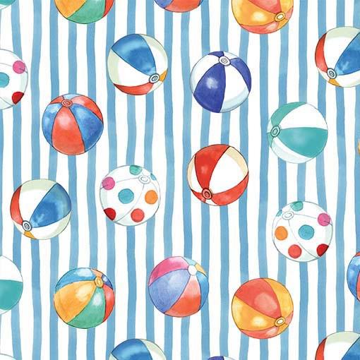 Sea La Vie Blue Beach Balls Fabric