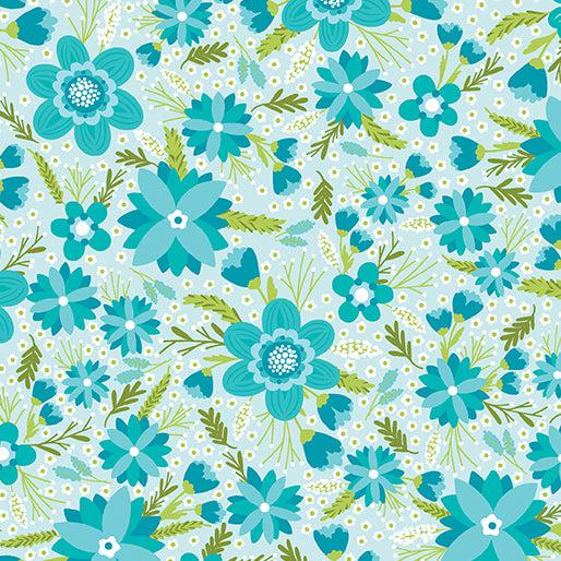 Secret Garden Teal Garland Fabric-Benartex Fabrics-My Favorite Quilt Store