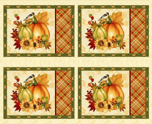 Seeds of Gratitude Cream Placemat Panel 36"-Studio e Fabrics-My Favorite Quilt Store