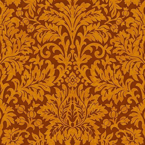 Seeds of Gratitude Pumpkin Damask Fabric