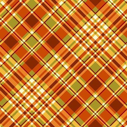 Seeds of Gratitude Pumpkin Plaid Fabric