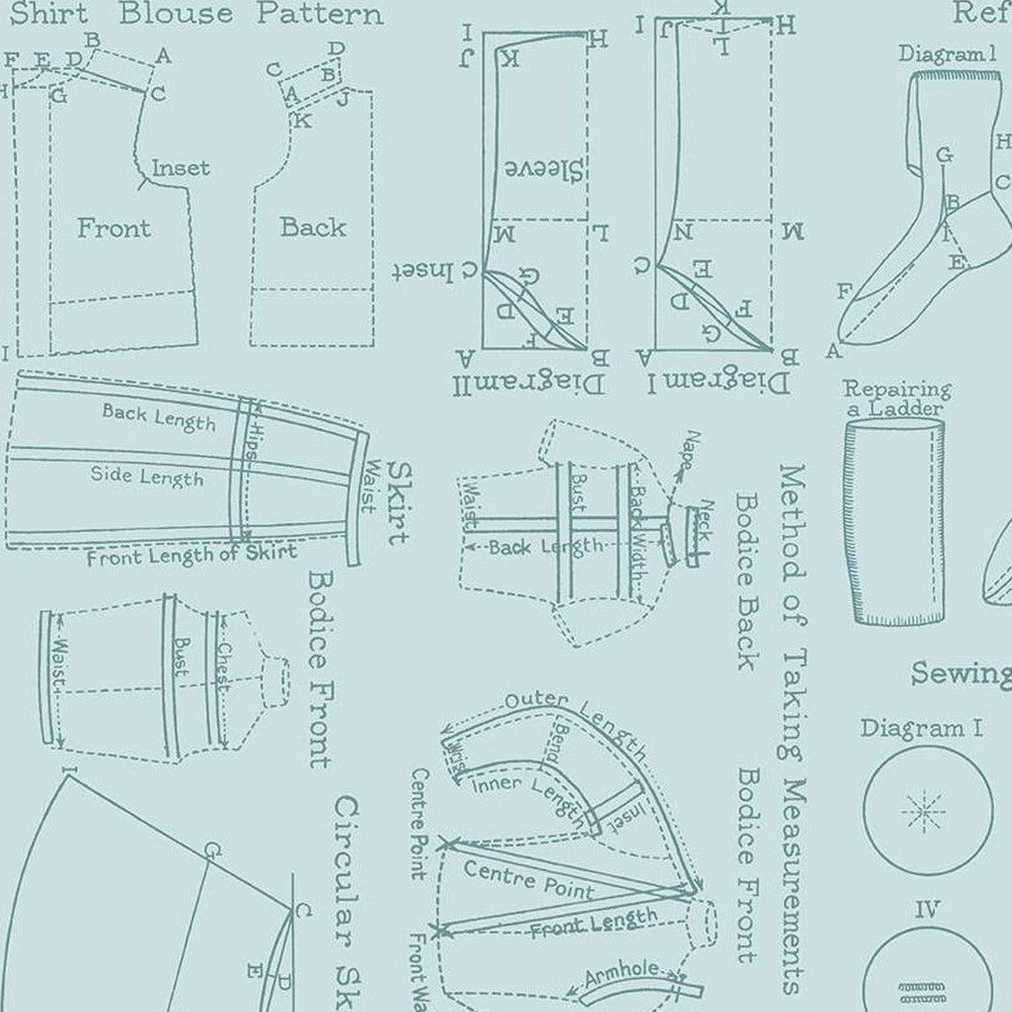 Sew Journal Blue Needlecraft Pattern Fabric