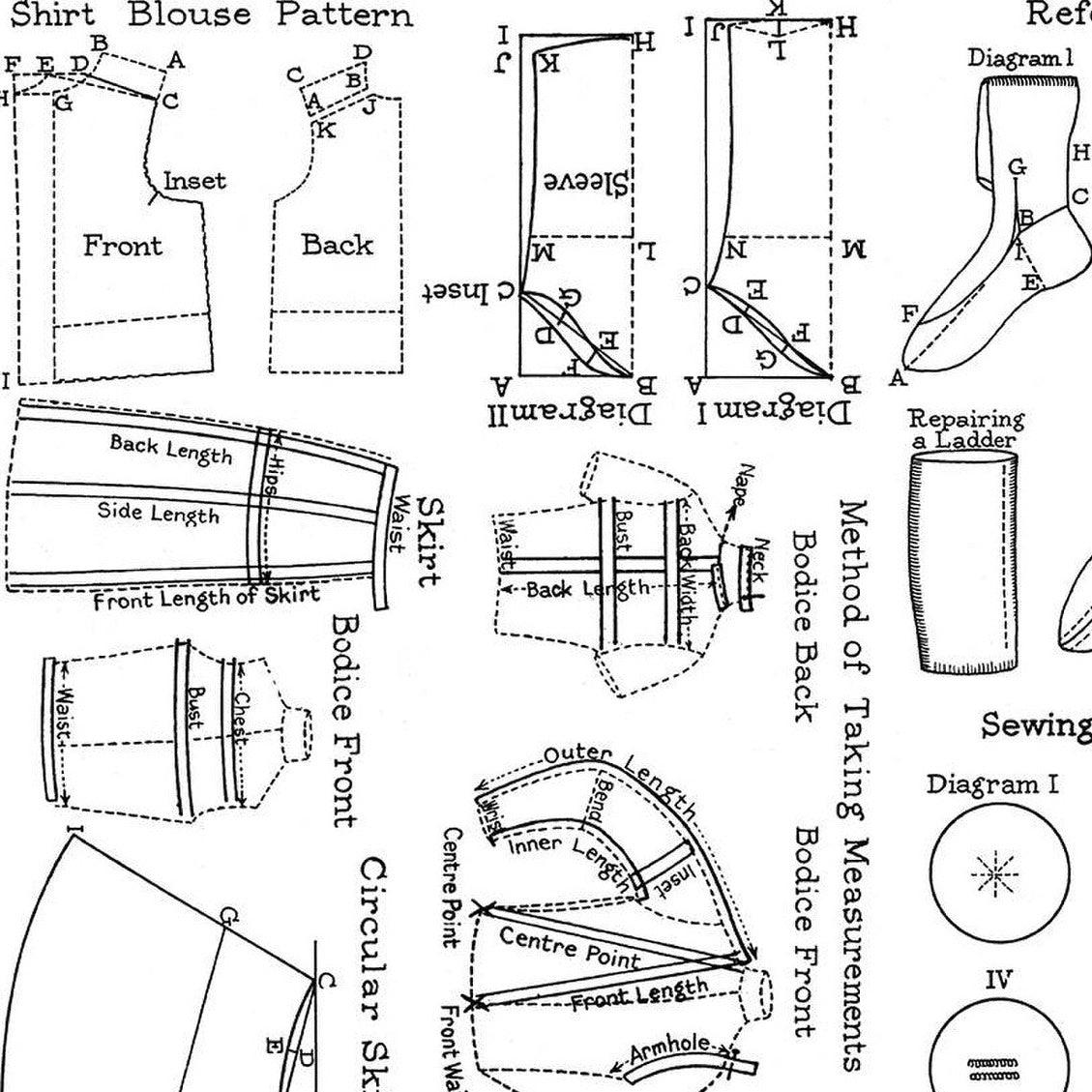 Sew Journal White Needlecraft Pattern Fabric-Riley Blake Fabrics-My Favorite Quilt Store