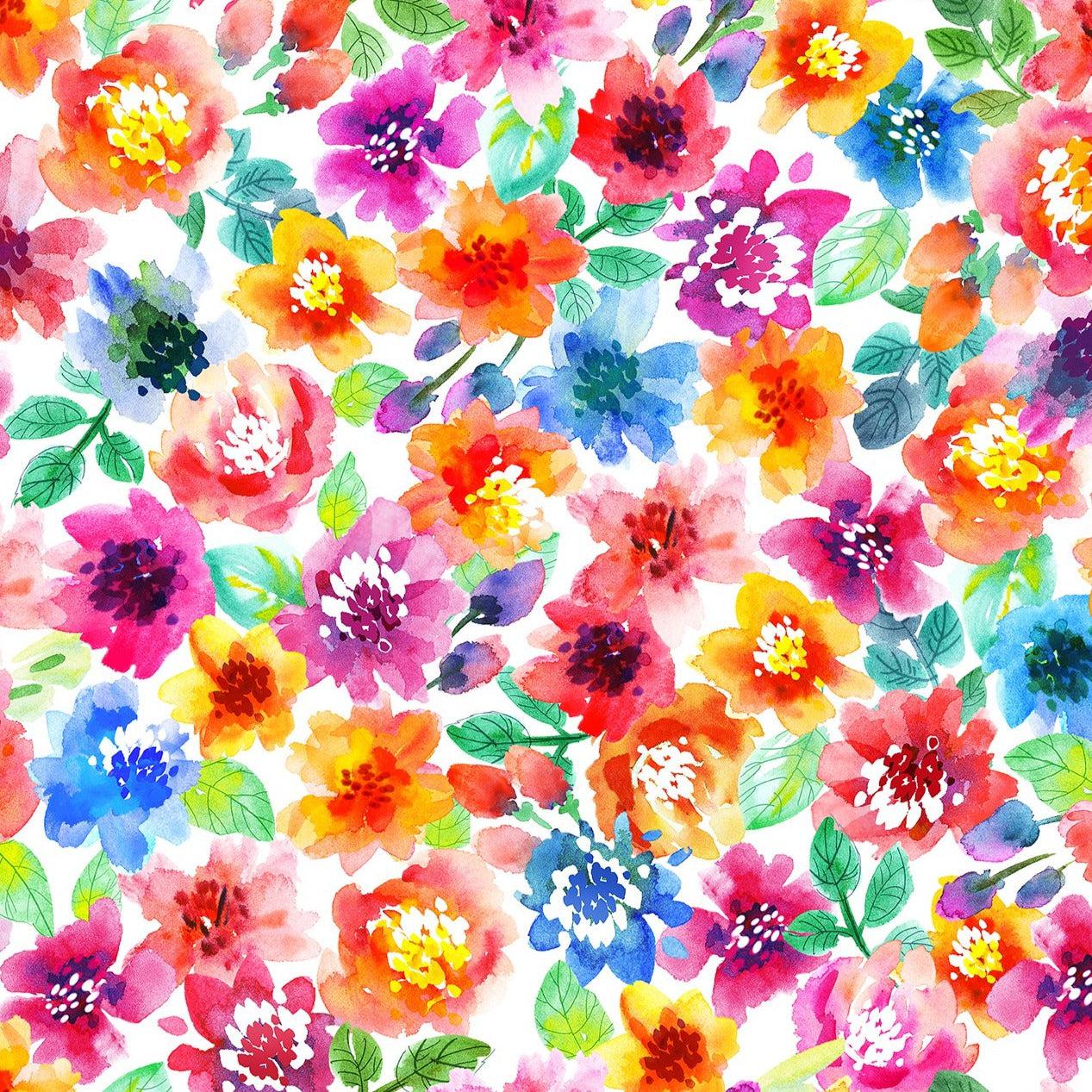 Sew Spring Bright Large Floral Fabric