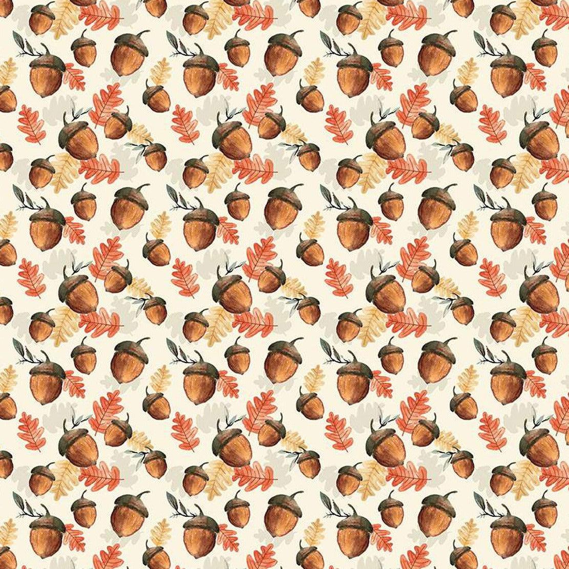 Shades of Autumn Cream Acorns Fabric-Riley Blake Fabrics-My Favorite Quilt Store