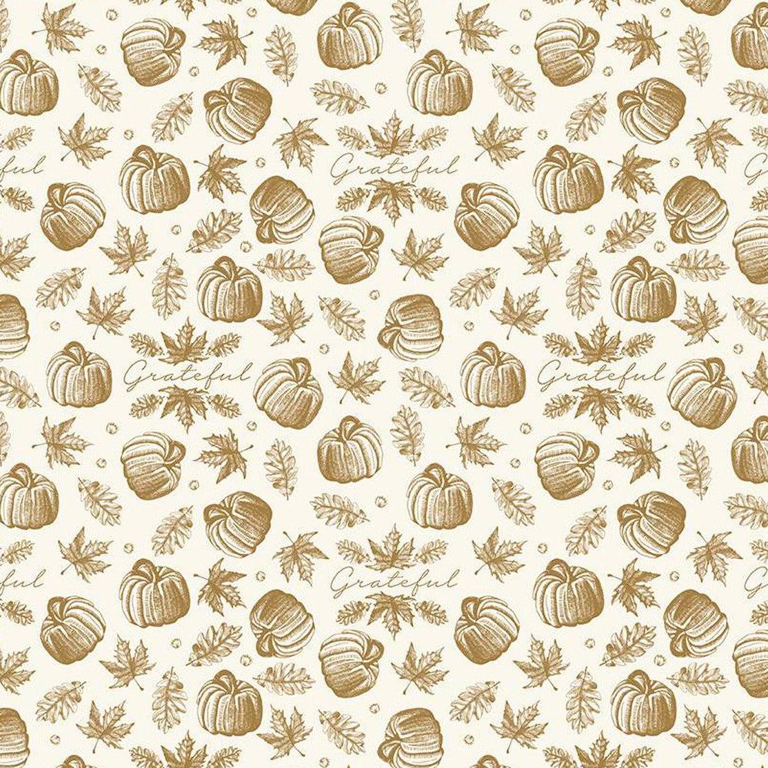 Shades of Autumn Cream Icons Sparkle Fabric
