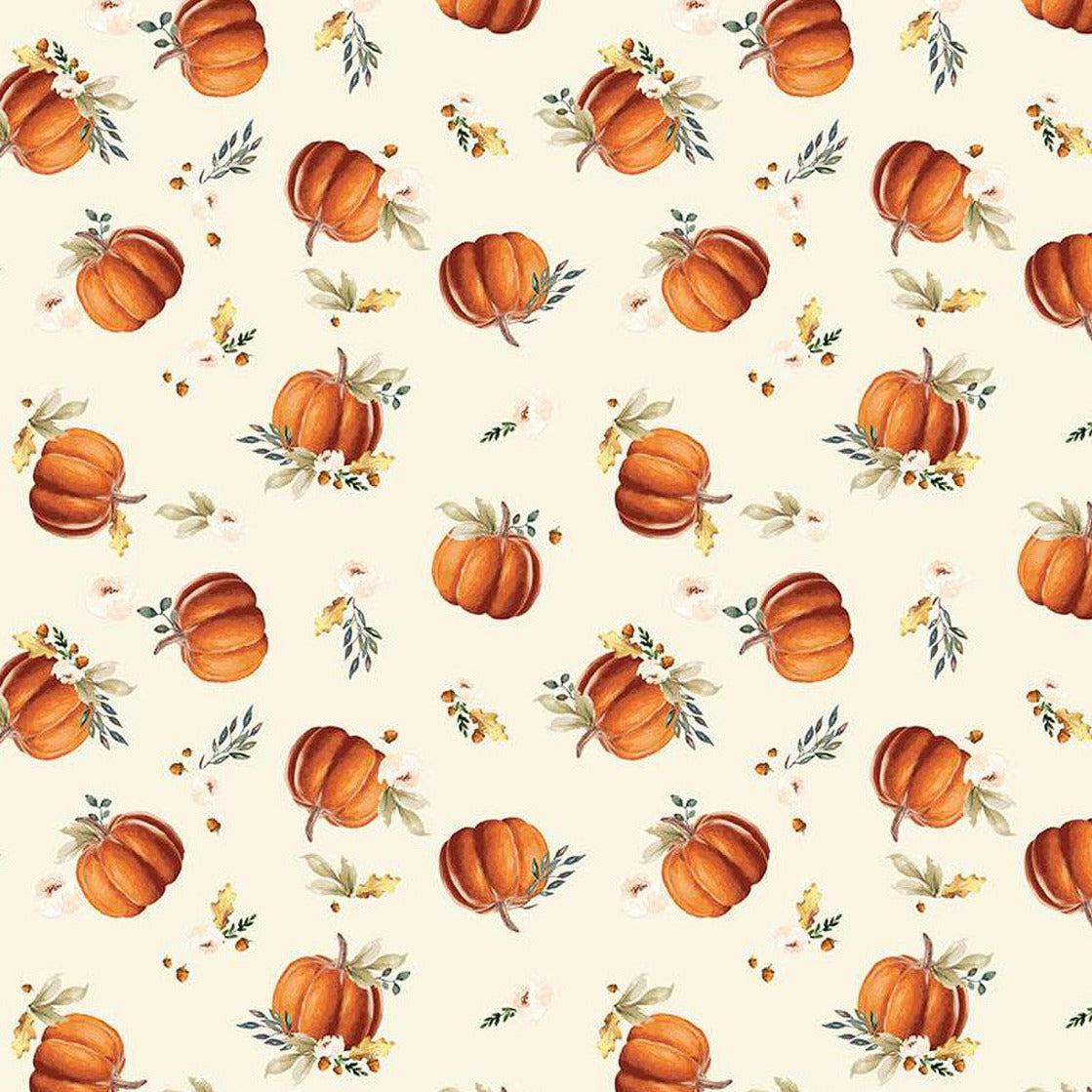 Shades of Autumn Cream Pumpkins Fabric